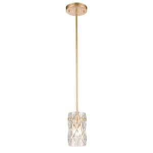 Jamul 1-Light Parisian Gold Leaf Mini Pendant Light with Glass Shade