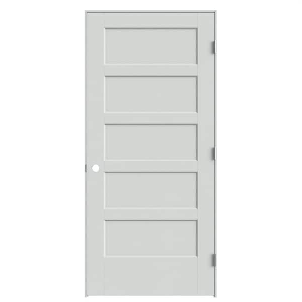 Masonite 36 in. x 80 in. 5-Panel Bayshore Left-Hand Hollow Primed Molded Composite Single Prehung Interior Door w/ Flat Jamb