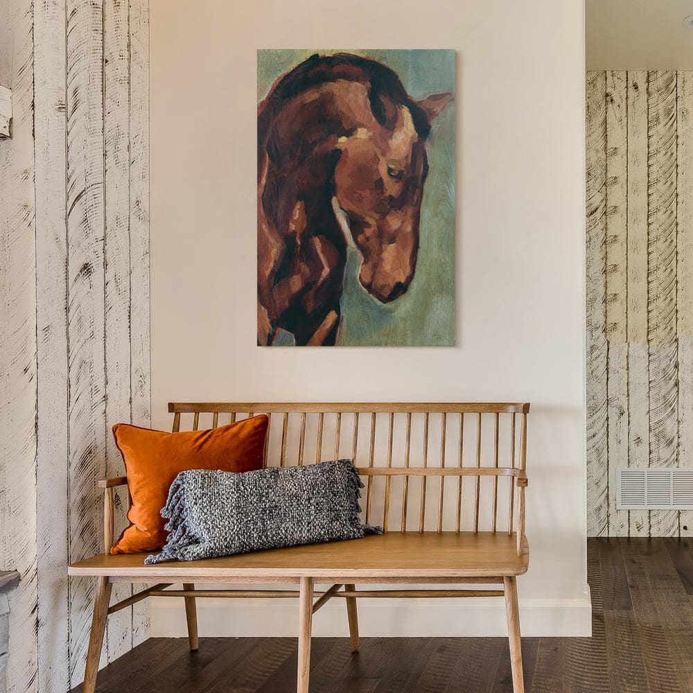Village Knight Thoroughbred Horse Portrait Giclee Ash Wood Wall Art Set