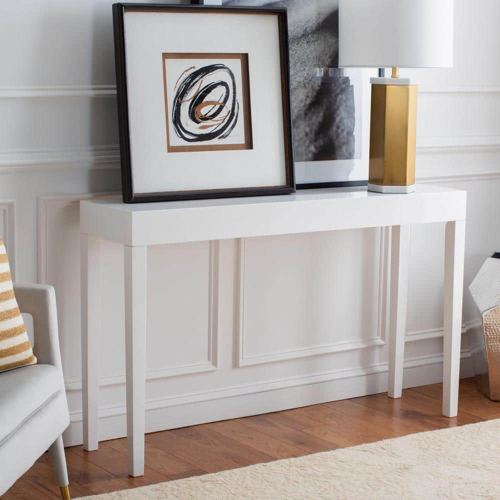 SAFAVIEH Kayson 52 in. White Wood Console Table FOX4204A - The Home Depot