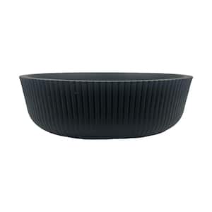 Yale Modern Striped Black Tempered Glass Crystal Round Vessel Sink - 17 in.