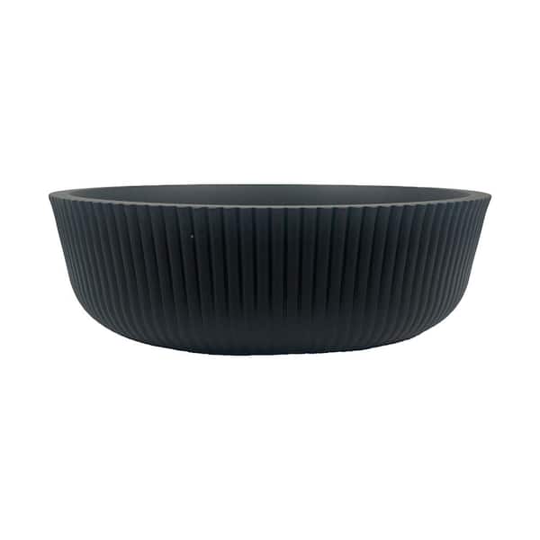 castellousa Yale Modern Striped Black Tempered Glass Crystal Round Vessel Sink - 17 in.