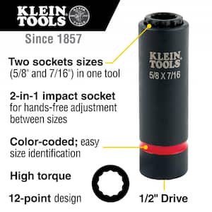 2-in-1 Impact Socket, 12-Point, 5/8 and 7/16-Inch