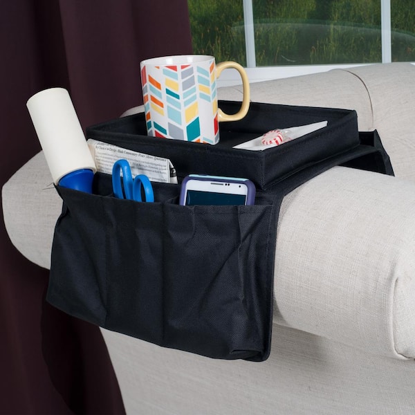 Sofa Bed Tray Stand Table Arm Rest Organiser Serving Tray Remote Storage  Caddy 