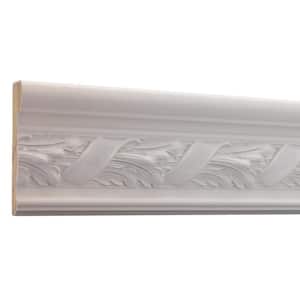 V29RTO 8 ft. 0.937 in. D x 3.125 in. W x 96 in. L Primed White Hardwood Embossed Acanthus Leaf Chair Rail Moulding