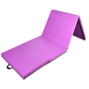 Purple 8 ft. x 4 ft. x 2 in. Folding Gymnastics Tumbling Gym Mat Stretching Yoga (32 sq. ft.)