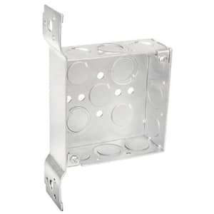 4 in. W x 1-1/2 in. D Steel Metallic Square Box with Nine 1/2 in. KO's, 5 CKO's and F Bracket (1-Pack)