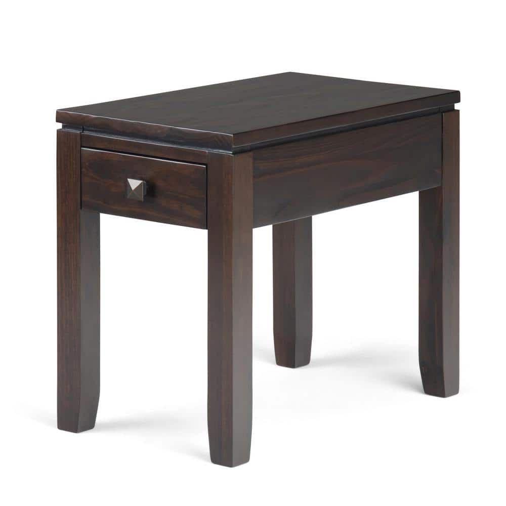 Cosmopolitan Mahogany Brown Solid Pine Narrow Side Table with Storage