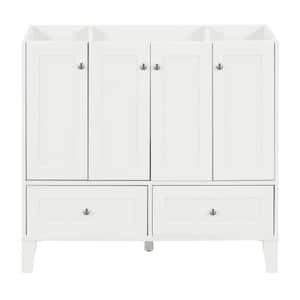 35.5 in. W x 17 in. D x 32.9 in. H Freestanding Bath Vanity Cabinet without Top in White 4-Doors, 5-Shelves, 2-Drawers