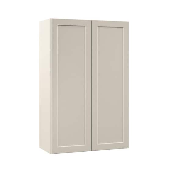 Hampton Bay Designer Series Melvern 27 in. W 12 in. D 42 in. H Assembled Shaker Wall Kitchen Cabinet in Cloud