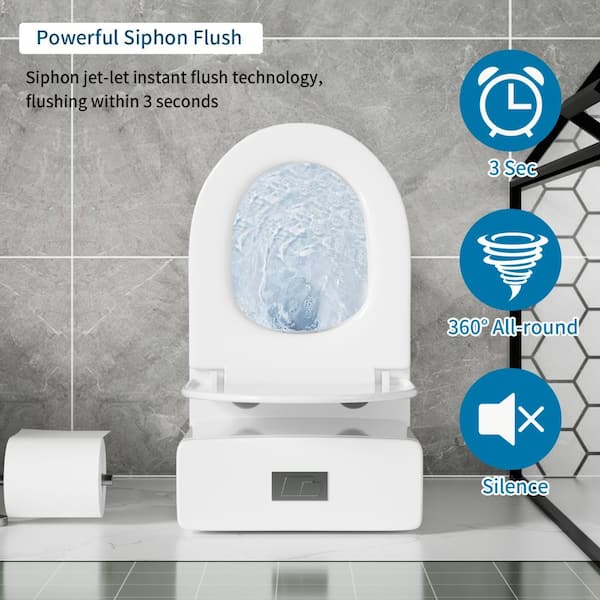 ZXDDMS Rough in 12 in. 1-Piece Toilet 1.1/1.6 GPF Powerful Dual