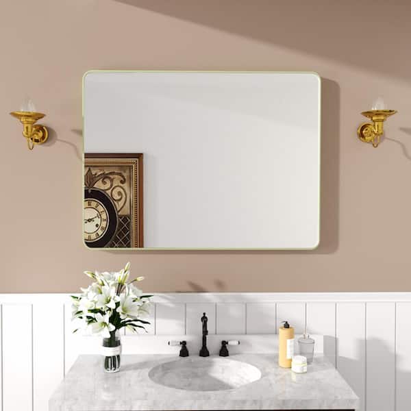 Hermitage Bath Cosy 48 in. W x 36 in. H Rectangular Framed Wall Bathroom Vanity Mirror in Matte Green