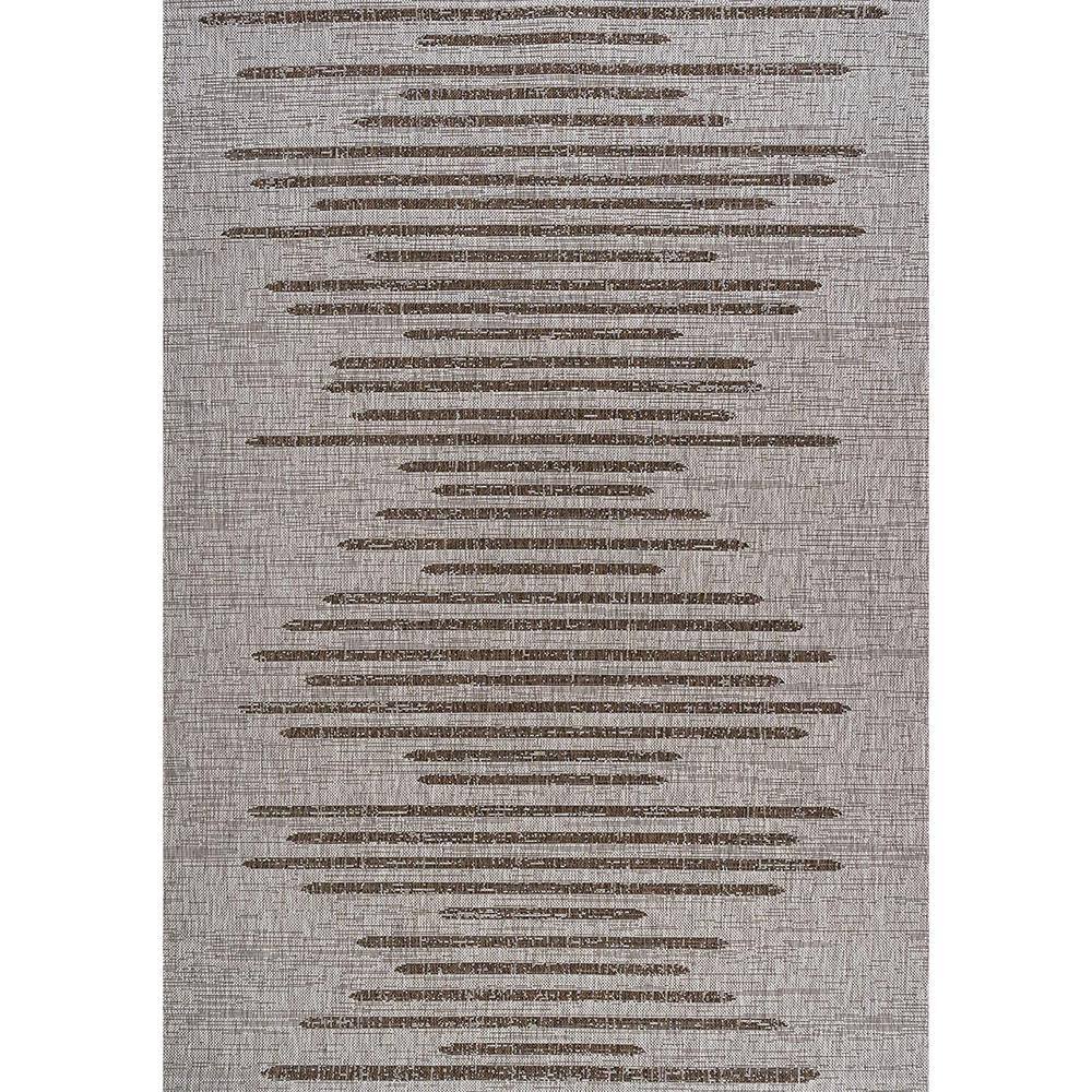 Beige Polypropylene 4 ft. x 6 ft. Stripe Geometric Indoor/Outdoor Area Rug