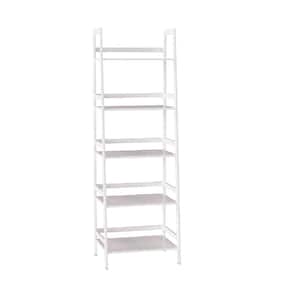 20.47 in. W x 59.06 in. H x 11.87 in. D 5-Tier White Bamboo Rectangular Storage Shelves