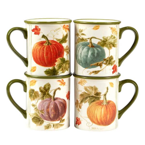 Certified International Autumn Harvest 5.25 in. 16 oz. Multicolored Earthenware Mug (Set of 4)