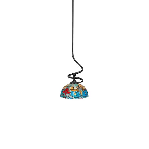 Unbranded Royale 100 W 1-Light Matte Black Standard Mini Pendant Light with Glass Shade