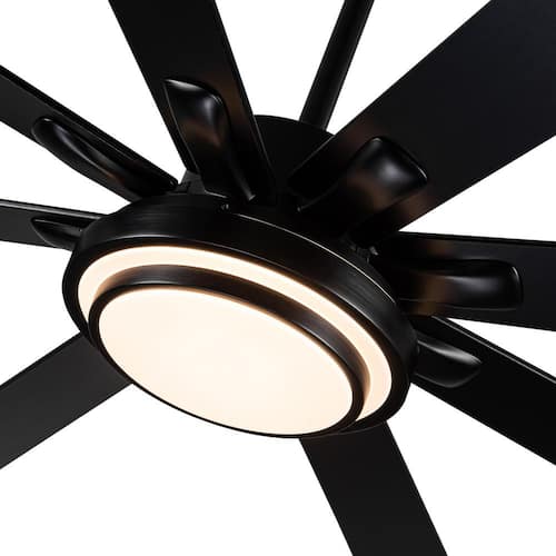 72 in. Indoor Matte Black Ceiling Fan With Light Kit Integrated LED And Remote Control Ceiling Fans