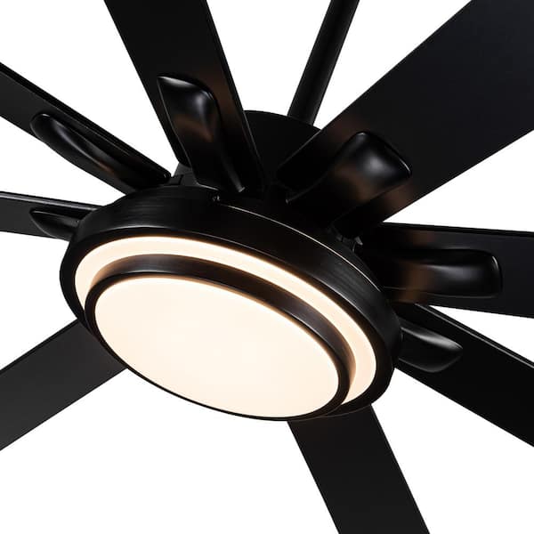 72 in. Indoor Matte Black Ceiling Fan With Light Kit Integrated LED And Remote Control