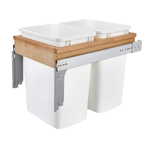Rev-A-Shelf White Double Pull Out Top Mount Trash Can 35 Qt