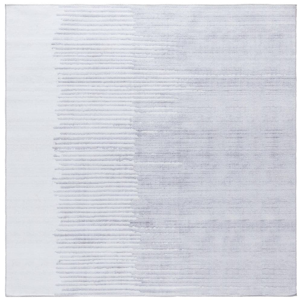 Malibu Light Gray/Gray 6 ft. x 6 ft. Machine Washable Modern Striped Square Area Rug price history on PriceWatchPro