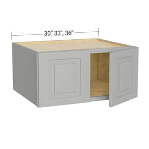 Grayson Pearl Gray Painted Plywood Shaker Assembled Wall Kitchen Cabinet Soft Close 33 in W x 24 in D x 15 in H