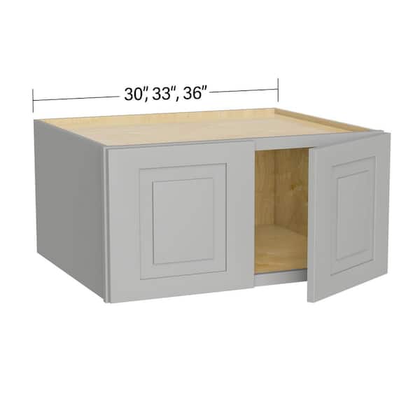Home Decorators Collection Grayson 36 in. W x 24 in. D x 15 in. H Assembled Plywood Wall Bridge Kitchen Cabinet in Pearl Gray with Soft Close
