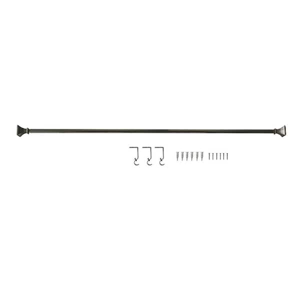 48 in.-84 in. Single Curtain Rod in Brushed Nickel with Square Finial