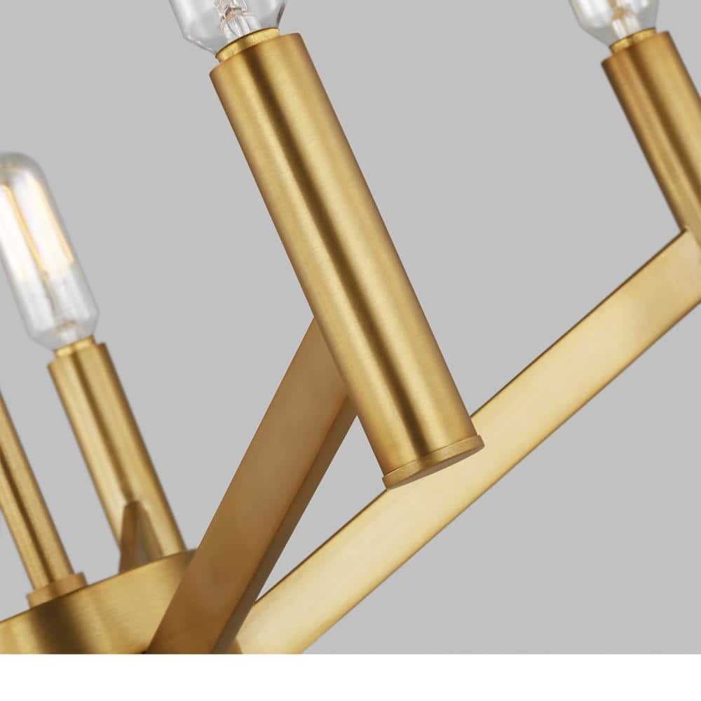 Vector Mid-Century Modern 5-Light Satin Brass Semi-Flush Mount