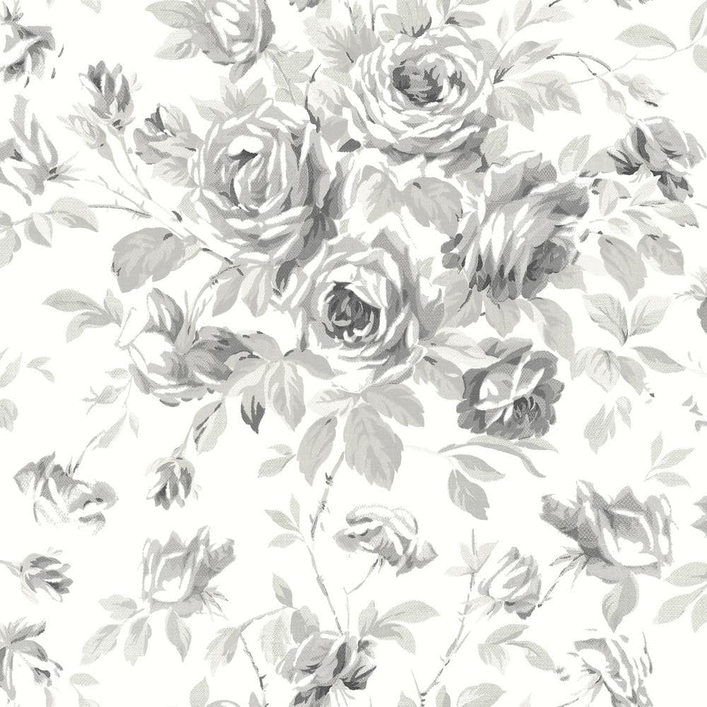 Black gray modern watercolor roses floral pattern Wrapping Paper