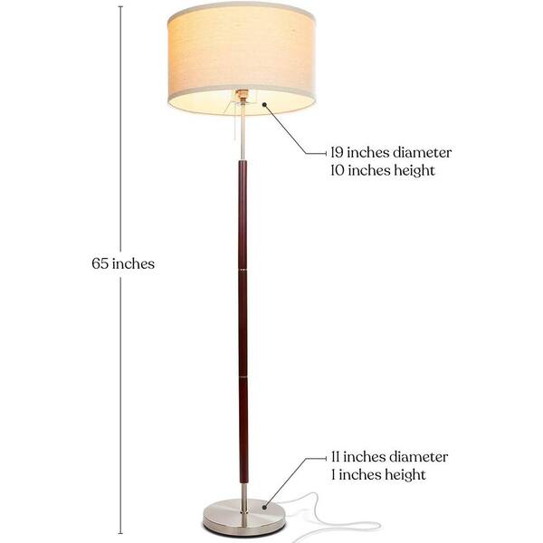 Brightech Carter 65 In Walnut Wood Led Floor Lamp With Drum Fabric Shade And Satin Nickel Finish Zl B6cn Qjxy The Home Depot Brightech Carter 65 In Walnut Wood Led, 65 Inch Floor Lamps