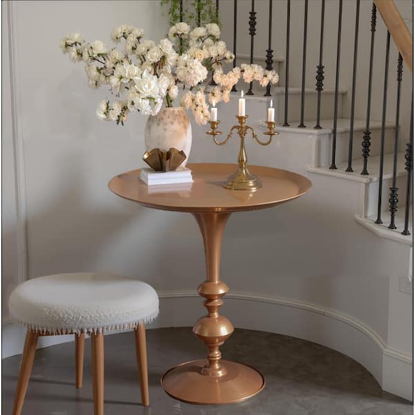CHRISTOPHER KNIGHT HOME Sandine Modern Mid-Century 24.2 in. Gold Round Metal Accent End Table