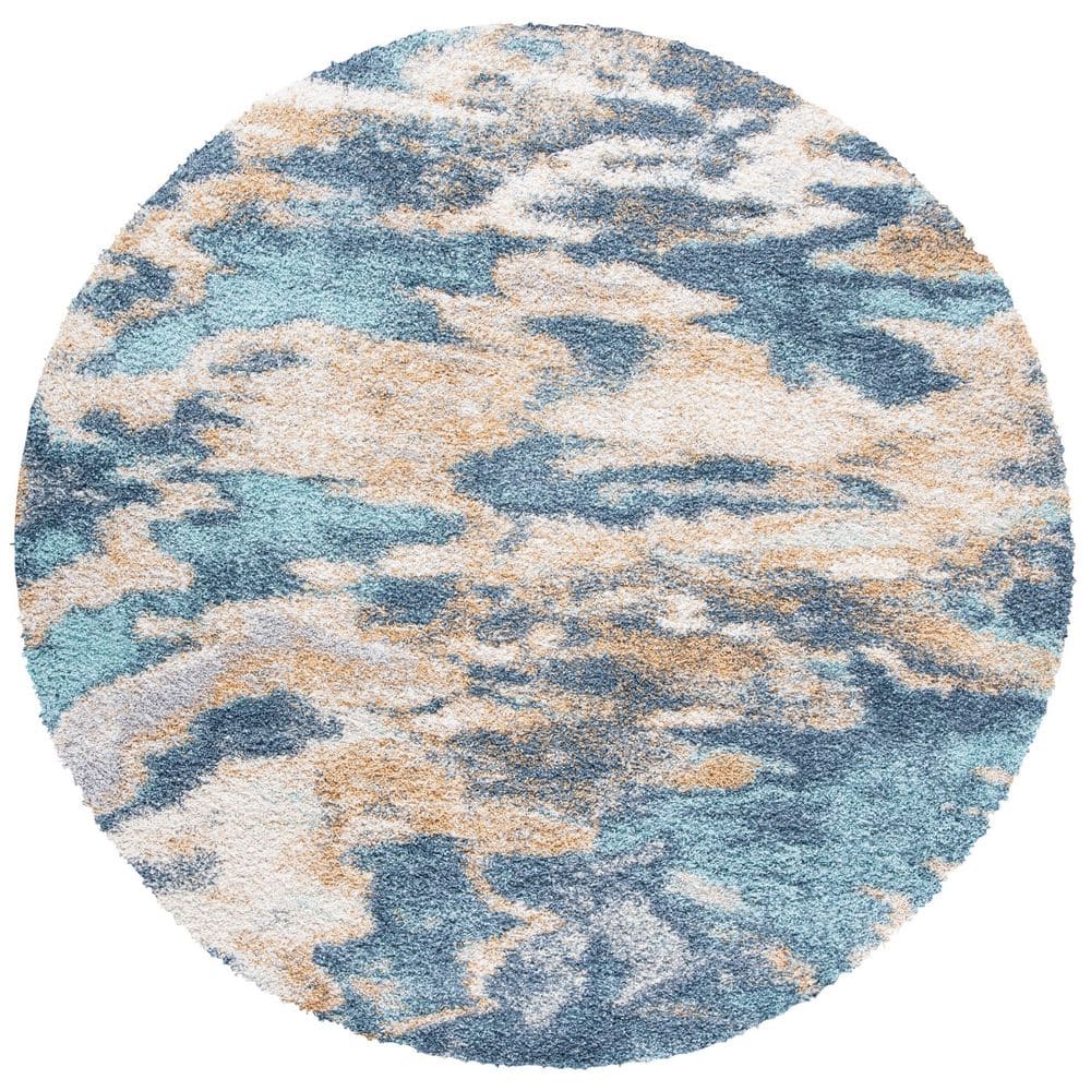 Cal Rugs SAFAVIEH Calista 5 ft. x 5 ft. Blue/Gray Abstract Multicolor Round Area ...