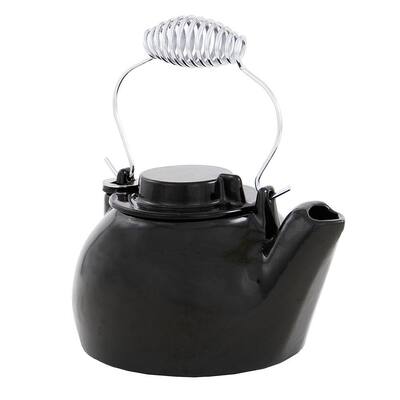 8-Cups 9.25 in. Tall Black Cast Iron Enameled Humidifying Stovetop Kettle
