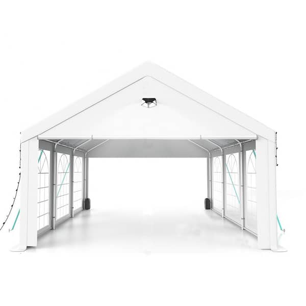 ToolCat 20 ft. x 20 ft. Outdoor Heavy Duty Canopy Tent, Patio Waterproof Camping Gazebo Shelter with Removable Sidewalls, White