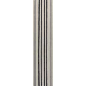 Vichy Geometric Striped Machine-Washable Cream/Black 2 ft. x 8 ft. Area Rug