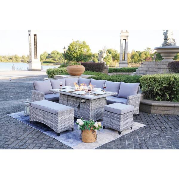 Wicker Patio Conversation Set, Big Lots Outdoor Furniture With Fire Pit