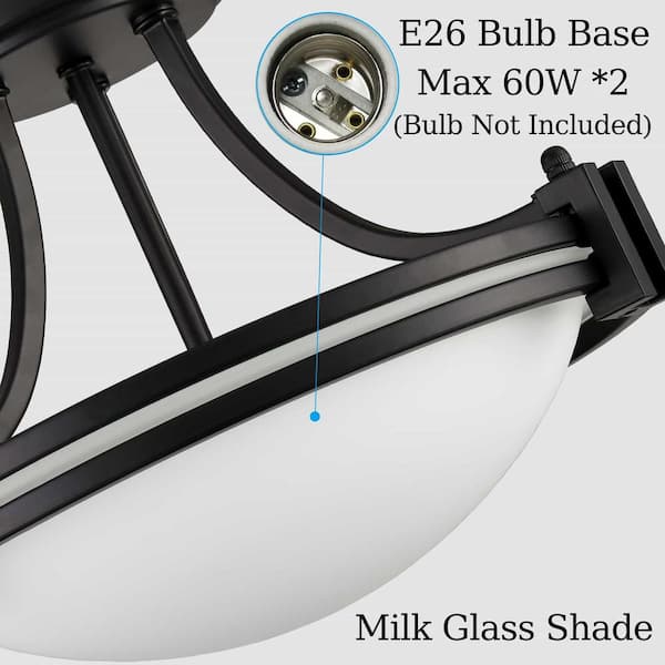 経典ブランド 2-Light in. 14.57 CLAXY Black Glass Frosted with Mount Flush ジャケット・アウター