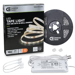 16 ft. LED AC Dimmable White Tape Light Kit Under Cabinet Light