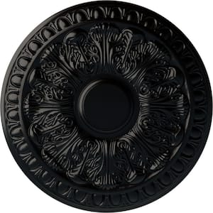 15-3/4" x 1-1/2" Colton Urethane Ceiling Medallion (Fits Canopies upto 4-3/4"), Hand-Painted Jet Black