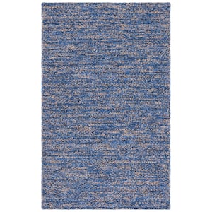 Natural Fiber Blue/Beige Doormat 3 ft. x 5 ft. Abstract Distressed Area Rug