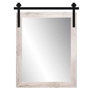 34 in. W x 55 in. H Rectangle Framed Cream Grain Barn Door Mirror