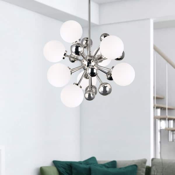 Element 8 Light Chandelier With Polished Nickel Finish