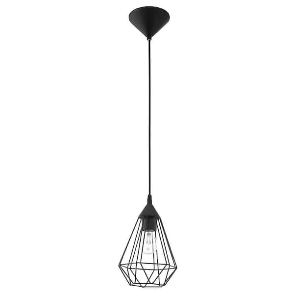 Eglo Tarbes 6.85 in. W x 72 in. H 1-Light Matte Black Mini Pendant Light with Metal Shade