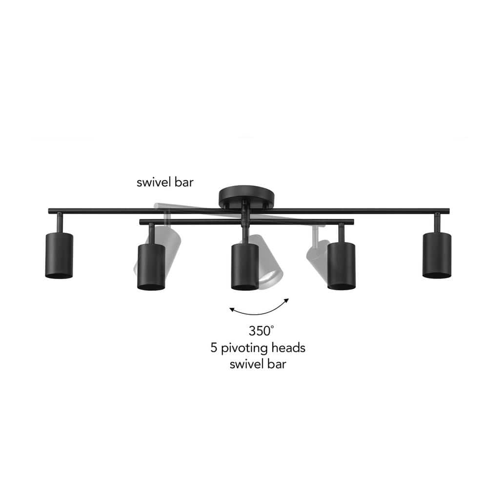 Matte Black 5-Light Swivel Track Ceiling Light