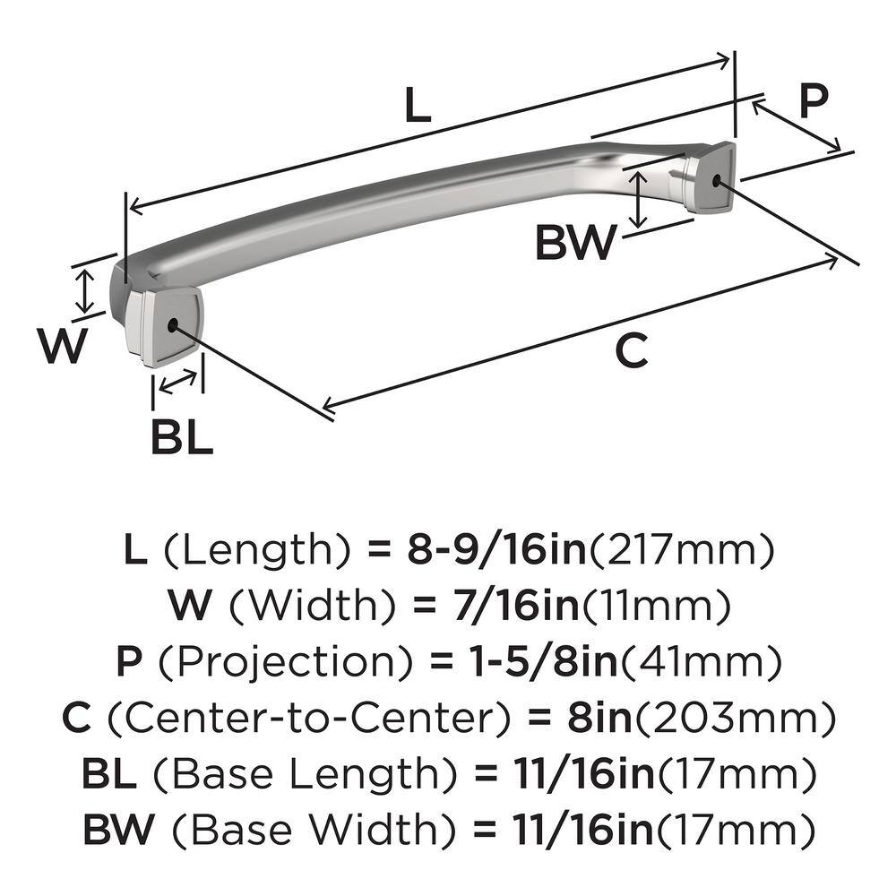 8" Polished Chrome Cabinet Drawer Pull with Mounting Hardware