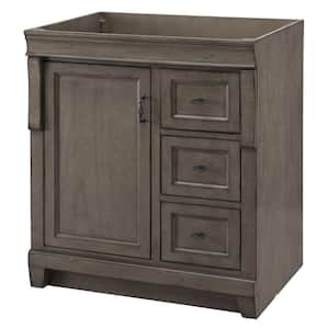 Naples 30 in. W Bath Vanity Cabinet Only in Distressed Grey with Right Hand Drawers