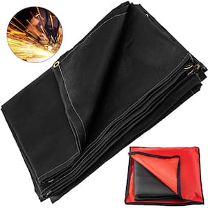 10 ft. x 10 ft. Emergency Fire Blanket Fiberglass Heat Resists 1022°F Welding Mat with Carry Bag, Black