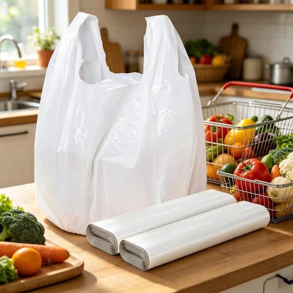 11.5 in. x 6.5 in. x 21 in. Reusable Grocery Bag with Handles and Unscented and for Business and Bags in Bulk (100-Pack)