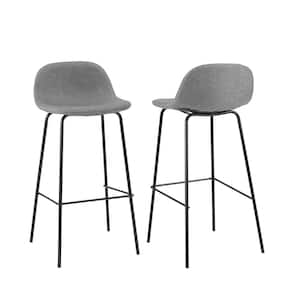 Riley 37.25 in. Gray Low Back Metal Frame Bar Height Stool (Set of 2)