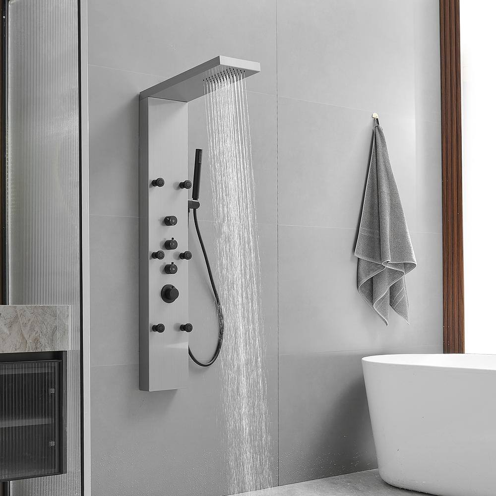 Black Nickel Multi-Function Rainfall Shower Panel System with Body Jets